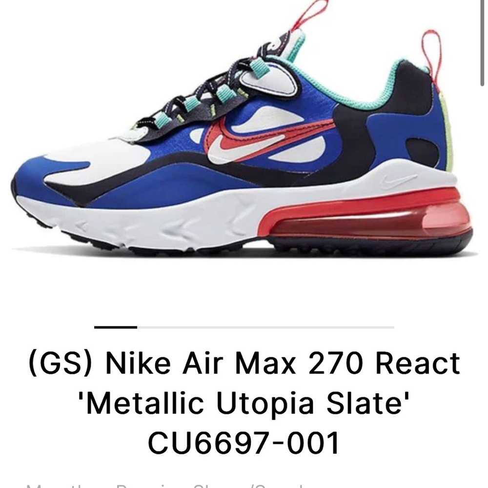 Nike air max 270 react kids size 5Y 37.5/7